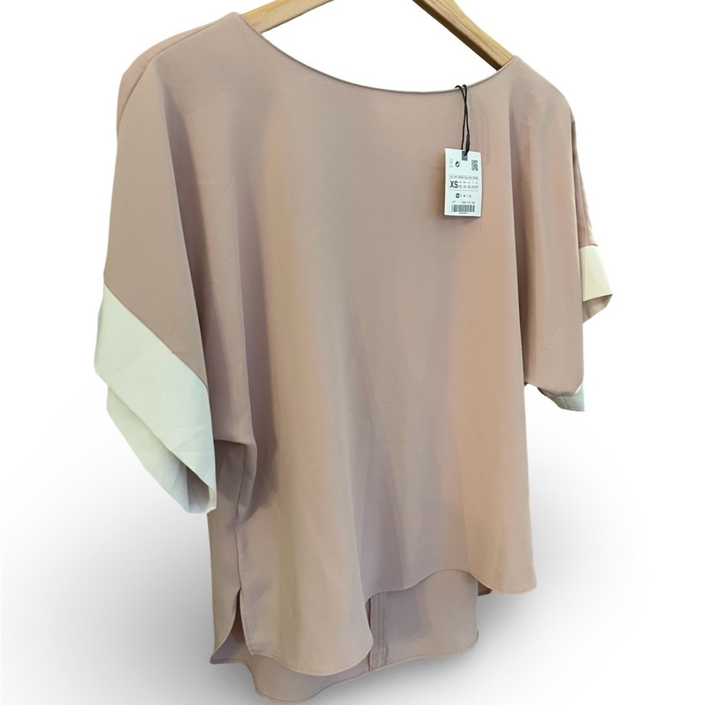 Zara Blush and Cream Women's Blouse